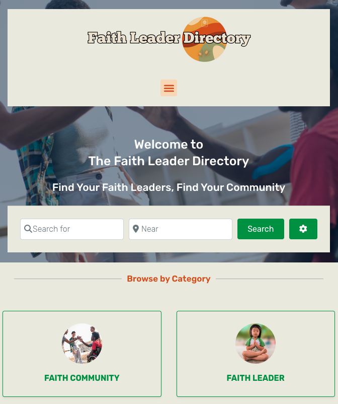 Image of the Faith Leader Directory Home Page